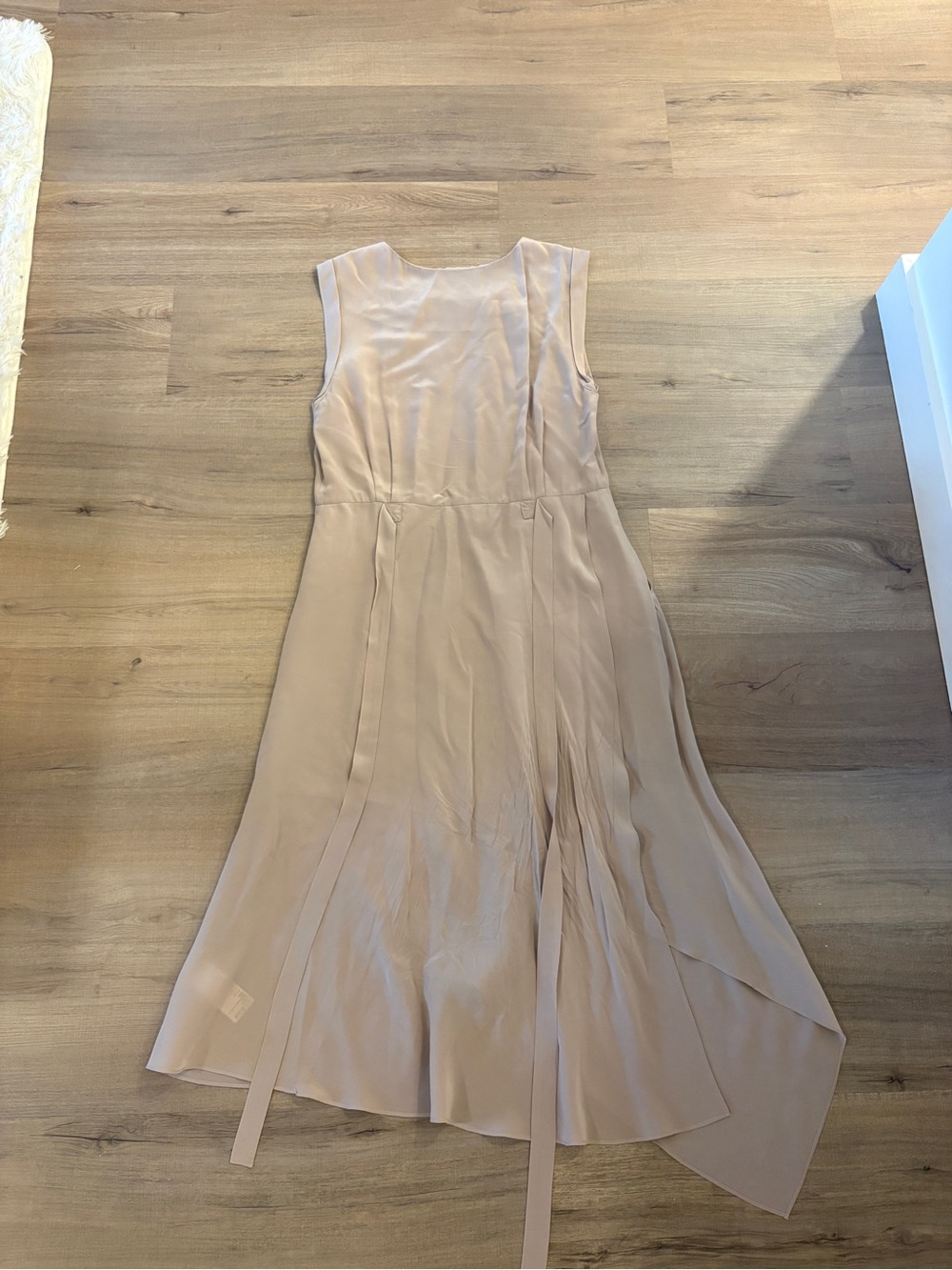 AllSaints Beige Asymmetrical Midi Dress